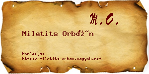 Miletits Orbán névjegykártya